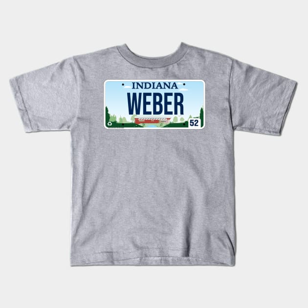 Indiana custom Weber vanity license plate Kids T-Shirt by zavod44